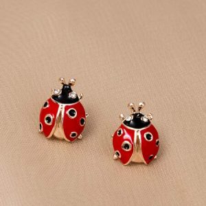 Ladybug Design Earrings Red