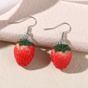 Strawberry Drop Earrings Red