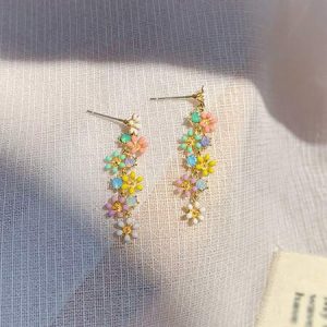 Andkiss 1pair Flower Tassel Earrings Multicolor