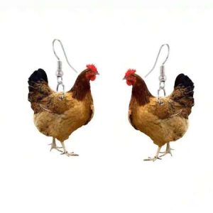 1pair Creative & Exaggerated & Funny Acrylic Earring, European & American Style, Fashionable Ear Hook, Cute & Humorous Animal Chicken Shaped Pendant Chicken