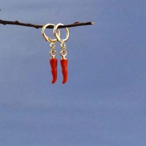 1pair Small Chili Pepper Drop Earrings, Suitable For Women's Daily Wear Red