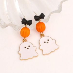 1pair Halloween Fashion Cartoon Pumpkin & Ghost Earrings Multicolor 2