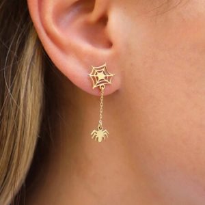 Tsnamer 1pair Halloween Spider Webs Drop Dangle Earrings For Women Girls Jewelry Gifts Earrings