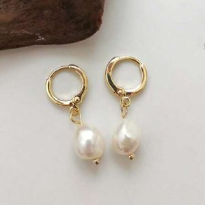 1 Pair Faux Pearl Pendant Earrings, Elegant Jewelry For Women Daily Wear Yellow Gold